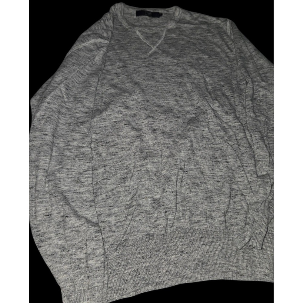 J.Crew Sweater Mens M Grey Cotton Crewneck V-Stitch Pullover 39253 SP15 Classic